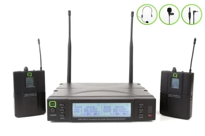 Q-Audio UHF Dual Channel True Diversity BP Wireless Mic System