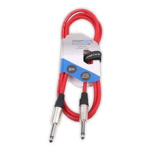 StageCore CORE100LU2-RD Premade 6.35mm-6.35mm Mono Jack Cable, LU2, RED