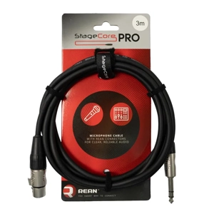 StageCore PRO162LU3BK REAN 6.35mm Jack Plug - Female XLR Connector, Audio Cable, LU3