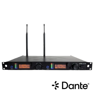 JTS UHF Dual Channel Wideband True Diversity Wireless Receiver c/w DANTE