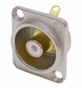 Neutrik RCA Phono - Phono socket in nickel D-shape housing white