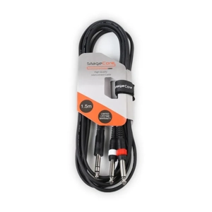 StageCore AIROH210LU15 1x 6.35mm Jack Plug - 2x 6.3mm Mono Jacks Plugs, Cable