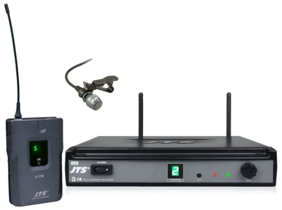 JTS UHF single channel PLL diversity receiver with bodypack transmitter+lavaliere microphone
