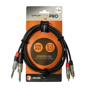 StageCore iPRO310LU15 REAN 2x 6.35mm Mono Jack Plug - 2x Male RCA Phono Plugs, Cable, LU1.5