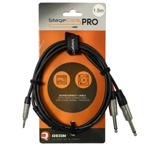 StageCore iPRO170LU15 REAN 3.5mm Mini Jack Plug - 2x 6.35mm Mono Jack Plugs, Cable, LU1.5