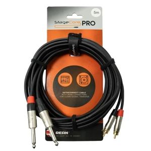 StageCore iPRO310LU5 REAN 2x 6.35mm Mono Jack Plug - 2x Male RCA Phono Plugs, Cable, LU5