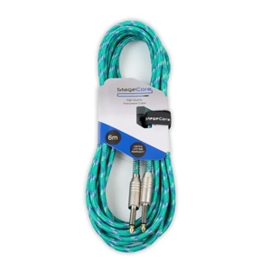 StageCore CORE120LU6GR 6.35mm Mono Jack Plug - 6.35mm Mono Jack Plug, Vintage Tweed Style Cable