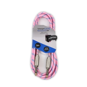 StageCore CORE120LU3PK 6.35mm Mono Jack Plug - 6.35mm Mono Jack Plug, Vintage Tweed Style Cable