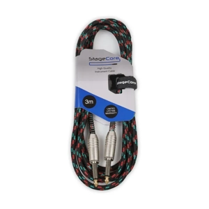 StageCore CORE120LU3BK 6.35mm Mono Jack Plug - 6.35mm Mono Jack Plug, Vintage Tweed Style Cable