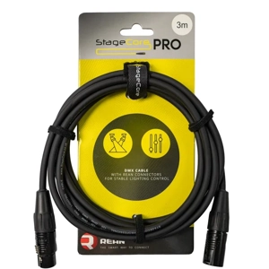StageCore PRODMX5LU3 REAN 5 Pin XLR Male - 5 Pin XLR Female, 120 ohm DMX Cable, LU3
