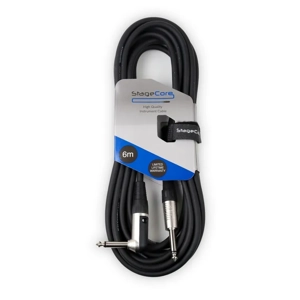 StageCore CORE140LU6BK 6.35mm Angled Mono Jack Plug - 6.35mm Straight Mono Jack Plug, Cable