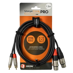 StageCore iPRO380LU15 REAN 2x Female XLR Connectors - 2x Male RCA Phono Plugs, Cable, LU1.5