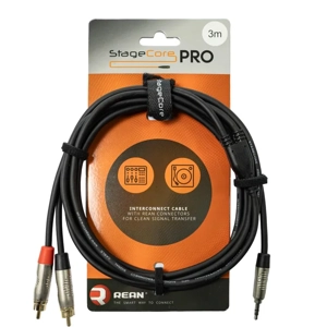 StageCore iPRO215LU3 REAN 3.5mm Mini Jack Plug - 2x Male RCA Phono Plugs, Cable, LU3