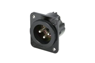 Neutrik NC3MD-LX-M3-BAG 3 pole male receptacle, solder cups, blk housing, M3 holes