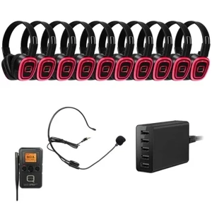 Silent Disco 10 Way Kit Including Beltback Bluetooth Transmitter and Charger