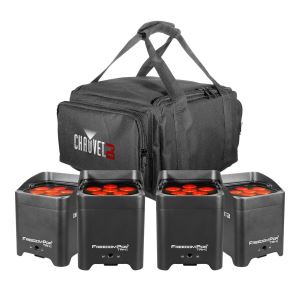 4 Chauvet DJ Freedom Par Tri-6 Pack with VIP Gear Bag