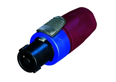 Neutrik 4 pole cable connector, chuck type strain relief, red bushing