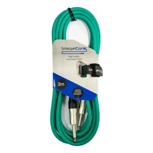 StageCore CORE100LU3GR Premade 6.35mm-6.35mm Mono Jack Cable, LU3, GREEN