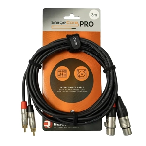 StageCore iPRO380LU3 REAN 2x Female XLR Connectors - 2x Male RCA Phono Plugs, Cable, LU3