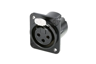 Neutrik 3 pole female receptacle, solder cups, black housing, silver contacts, M3 mounting holes