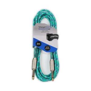 StageCore CORE120LU3GR 6.35mm Mono Jack Plug - 6.35mm Mono Jack Plug, Vintage Tweed Style Cable