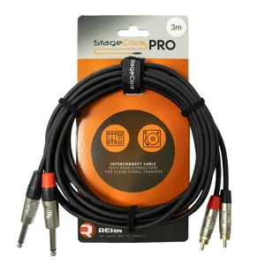StageCore iPRO310LU3 REAN 2x 6.35mm Mono Jack Plug - 2x Male RCA Phono Plugs, Cable, LU3