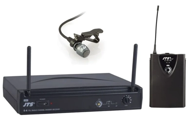JTS UHF single channel PLL diversity receiver with bodypack transmitter+lavaliere microphone