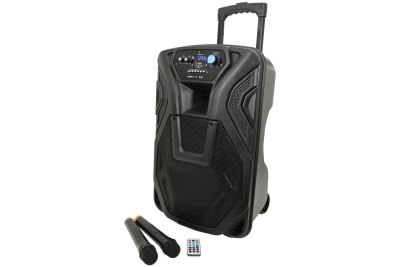 QTX Busker 12 Active PA Speaker Battery Powered + Two Radio Mics - Ideal fro busking, Schools Church