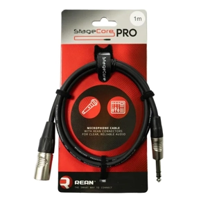 StageCore PRO163LU1BK REAN 6.35mm Jack Plug - Male XLR Connector, Audio Cable, LU1