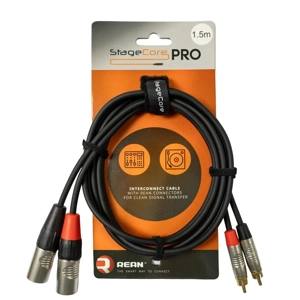 StageCore iPRO370LU15 REAN 2x Male XLR Connectors - 2x Male RCA Phono Plugs, Cable, LU1.5