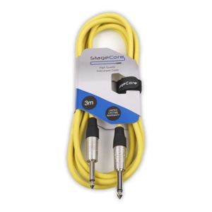 StageCore CORE100LU3YE Premade 6.35mm-6.35mm Mono Jack Cable, LU3, YELLOW