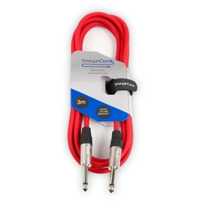 StageCore CORE100LU3RD Premade 6.35mm-6.35mm Mono Jack Cable, LU3, RED