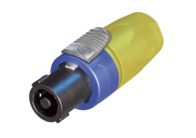 Neutrik 4 pole cable connector, chuck type strain relief, yellow bushing