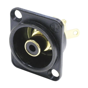 Neutrik Phono socket in black chrome D-shape housing black