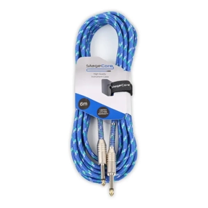 StageCore CORE120LU6BL 6.35mm Mono Jack Plug - 6.35mm Mono Jack Plug, Vintage Tweed Style Cable