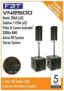 FBT VN2500 Active Stereo PA System Package 3200w RMS Ventis 206A Subline 115SA
