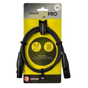 StageCore PRODMX5LU1 REAN 5 Pin XLR Male - 5 Pin XLR Female, 120 ohm DMX Cable, LU1