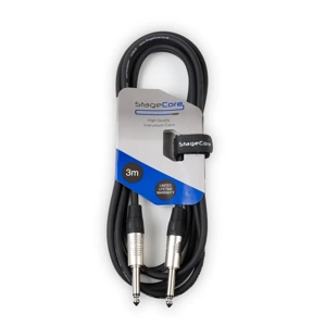 StageCore CORE100LU3BK Premade 6.35mm-6.35mm Mono Jack Cable, LU3, BLACK