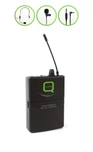 Q-Audio UHF Bodypack Transmitter, lavalier mic, cable, headset