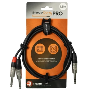 StageCore iPRO210LU15 REAN 6.35mm Jack Plug - 2x 6.35mm Mono Jack Plugs, Cable, LU1.5