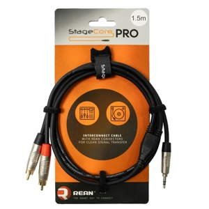 StageCore iPRO215LU15 REAN 3.5mm Mini Jack Plug - 2x Male RCA Phono Plugs, Cable, LU1.5