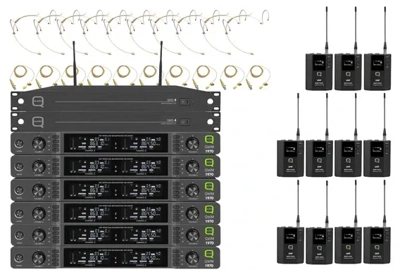Q-Audio QWM1970BP-12W 12-Way QWM1970 Beltpack System complete Antenna Unit 606-614MHz
