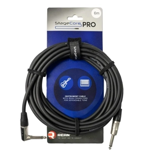 StageCore PRO140LU6BK REAN 6.35mm Angled Mono Jack Plug - 6.35mm Straight Mono Jack Plug, Cable, LU6