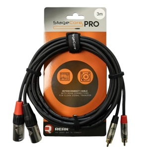 StageCore iPRO370LU3 REAN 2x Male XLR Connectors - 2x Male RCA Phono Plugs, Cable, LU3