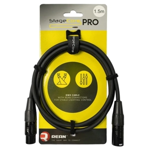 StageCore PRODMX3LU15 REAN 3 Pin XLR Male - 3 Pin XLR Female, 120 ohm DMX Cable, LU1.5