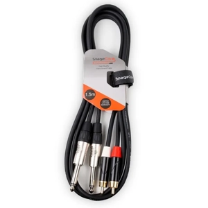 StageCore iCORE310LU15 2x 6.35mm Mono Jack Plug - 2x Male RCA Phono Plugs, Cable