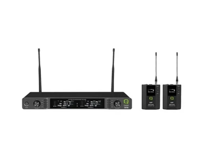 Q-Audio QWM 1970 BP UHF Dual Channel Beltpack Wireless System, 1U - 19" Rack Mount Kit Included