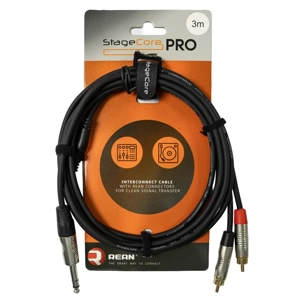 StageCore iPRO300LU3 REAN 6.35mm Jack Plug - 2x Male RCA Phono Plugs, Cable, LU3