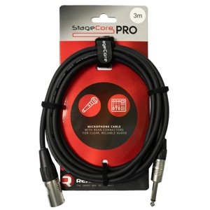 StageCore PRO301LU3BK REAN 6.35mm Mono Jack Plug - Male XLR Connector, Audio Cable, LU3