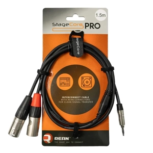StageCore iPRO320LU15 REAN 2x Male XLR Connectors - 1x 3.5mm Mini Jack Plug, Cable, LU1.5